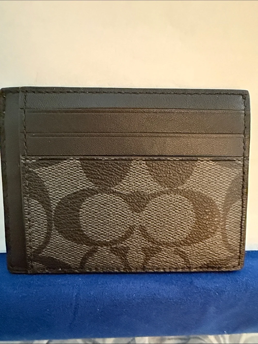 NWOT Coach Slim ID Card Holder Case Signature Charcoal/Black 4” L x 3” H Unisex